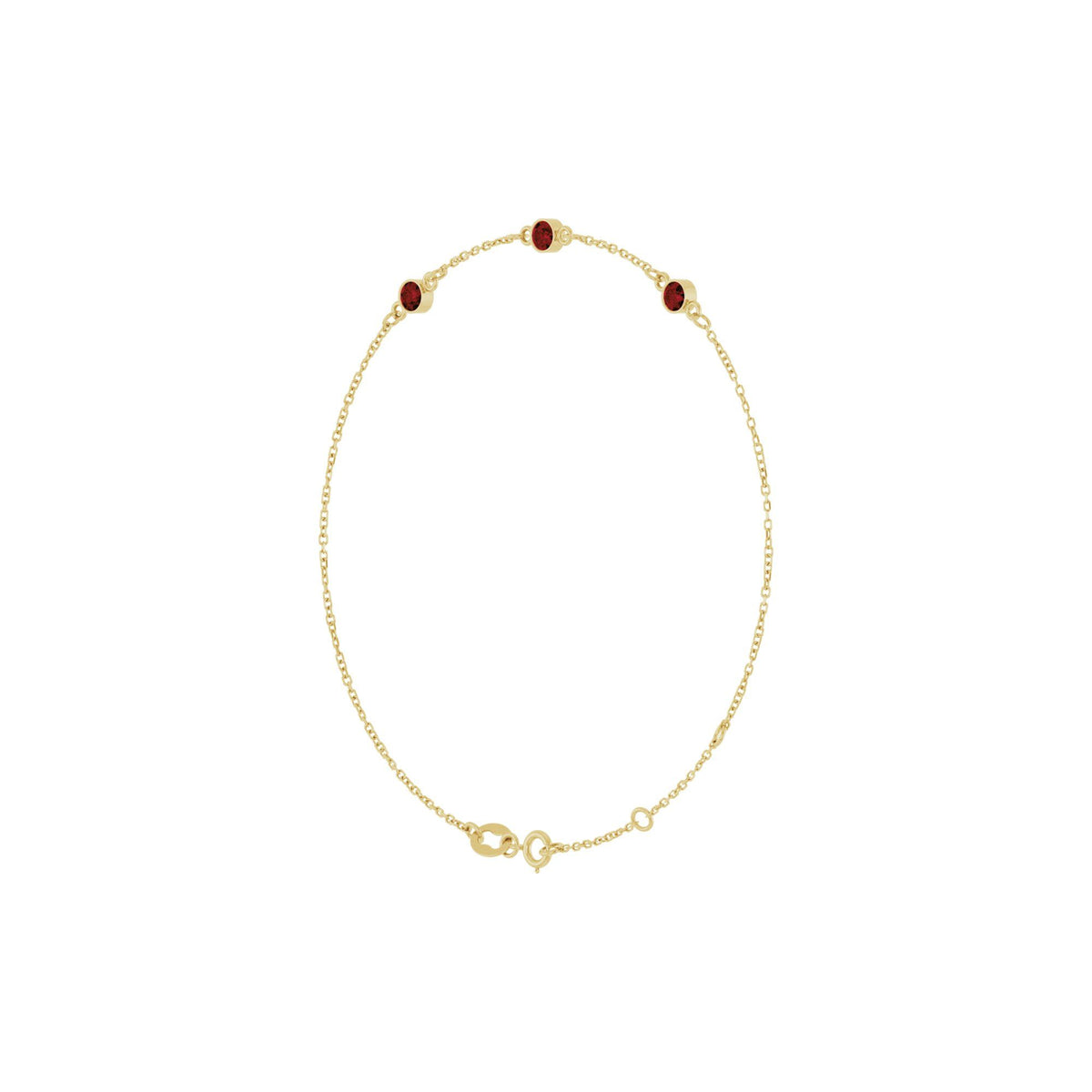 Natural Mozambique Garnet Bezel-Set 3-Stone 6 1/2-7 1/2" Bracelet