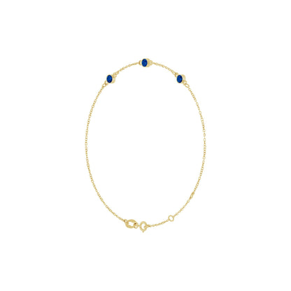 Natural Blue Sapphire Bezel-Set 3-Stone 6 1/2-7 1/2" Bracelet