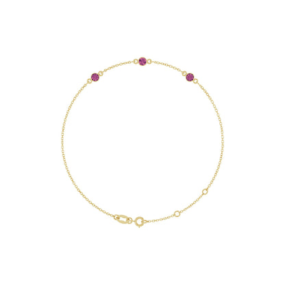 Natural Pink Tourmaline Bezel-Set 3-Stone 6 1/2-7 1/2" Bracelet