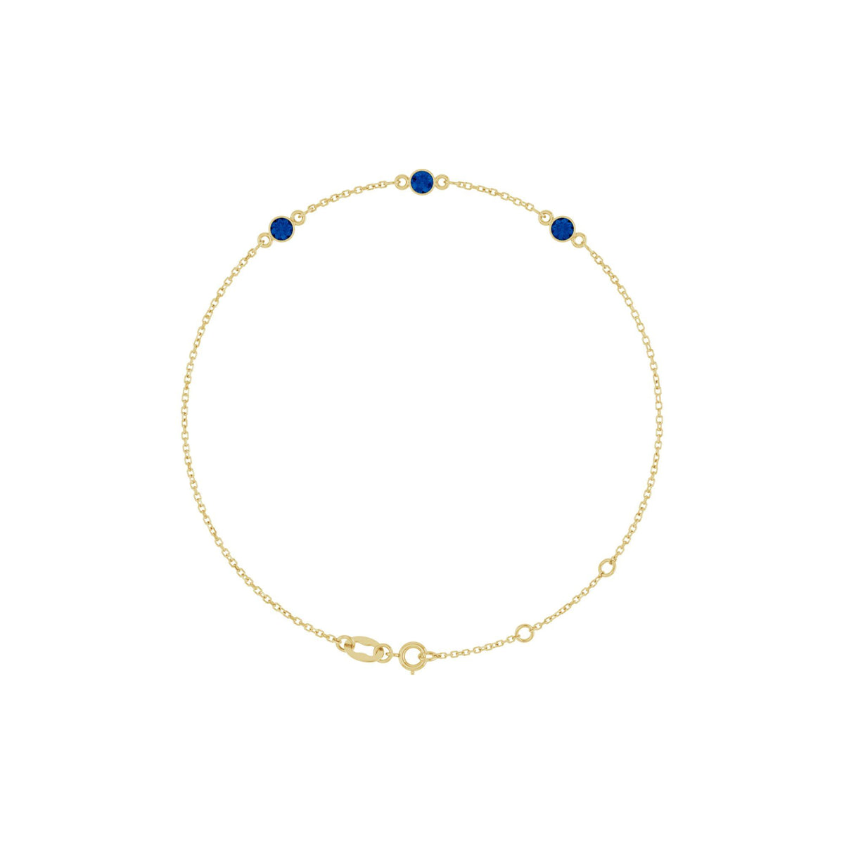 Natural Blue Sapphire Bezel-Set 3-Stone 6 1/2-7 1/2" Bracelet