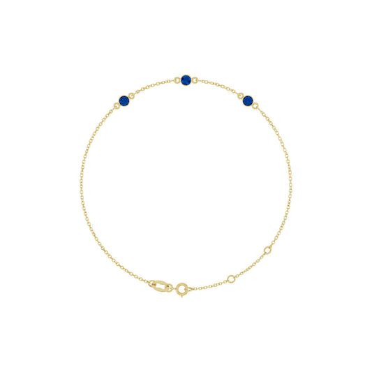 Natural Blue Sapphire Bezel-Set 3-Stone 6 1/2-7 1/2" Bracelet