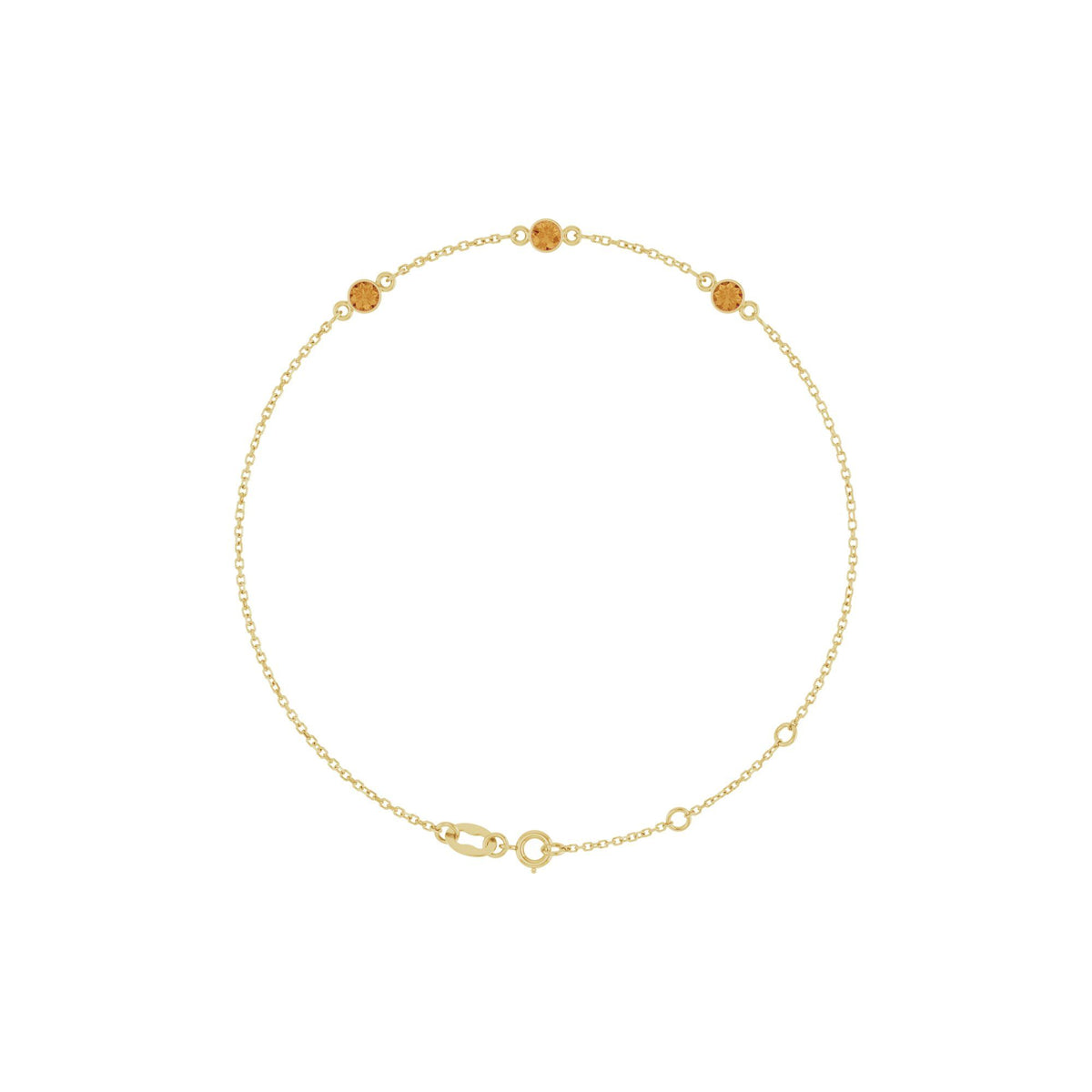 Natural Citrine Bezel-Set 3-Stone 6 1/2-7 1/2" Bracelet