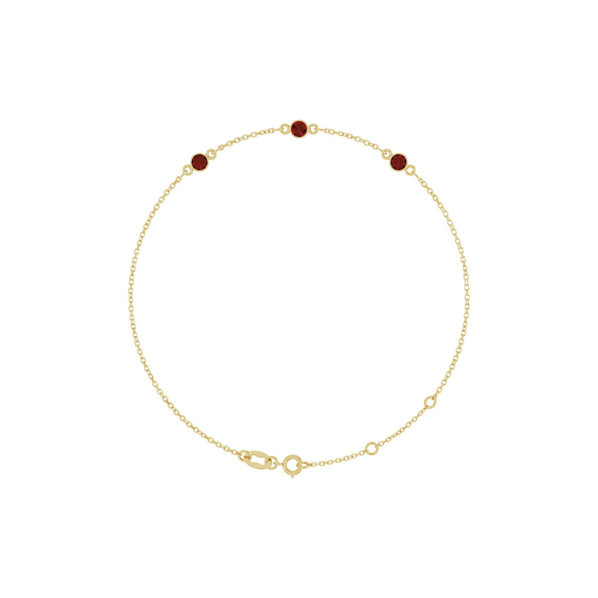 Natural Mozambique Garnet Bezel-Set 3-Stone 6 1/2-7 1/2" Bracelet