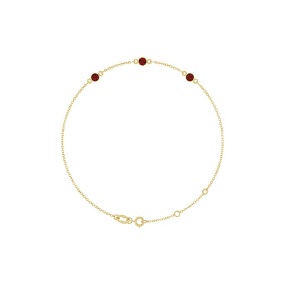 Natural Mozambique Garnet Bezel-Set 3-Stone 6 1/2-7 1/2" Bracelet