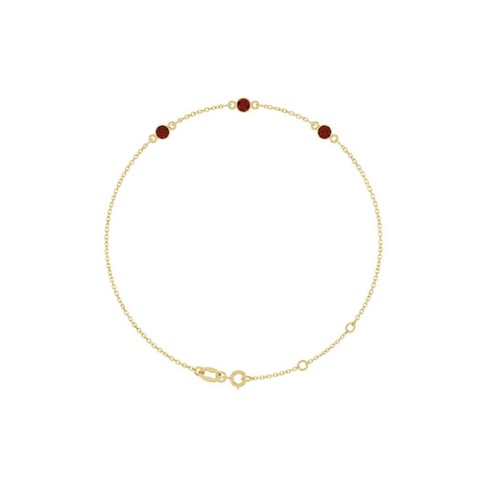 Natural Mozambique Garnet Bezel-Set 3-Stone 6 1/2-7 1/2" Bracelet