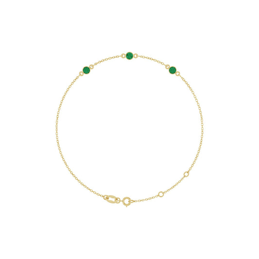 Natural Emerald Bezel-Set 3-Stone 6 1/2-7 1/2" Bracelet