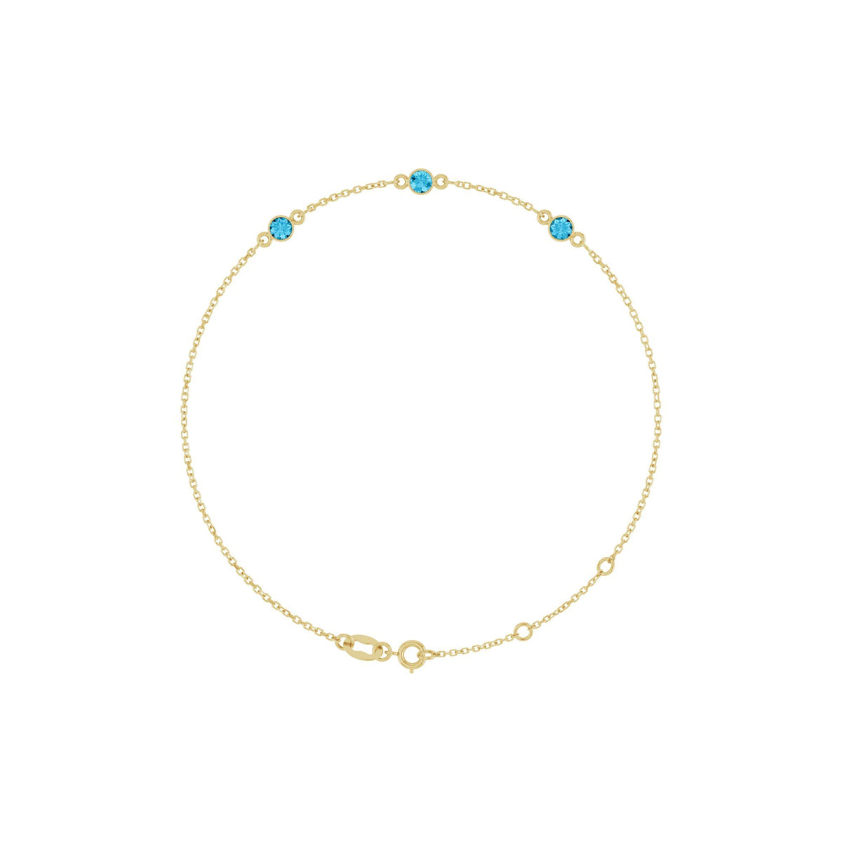Natural Aquamarine Bezel-Set 3-Stone 6 1/2-7 1/2" Bracelet
