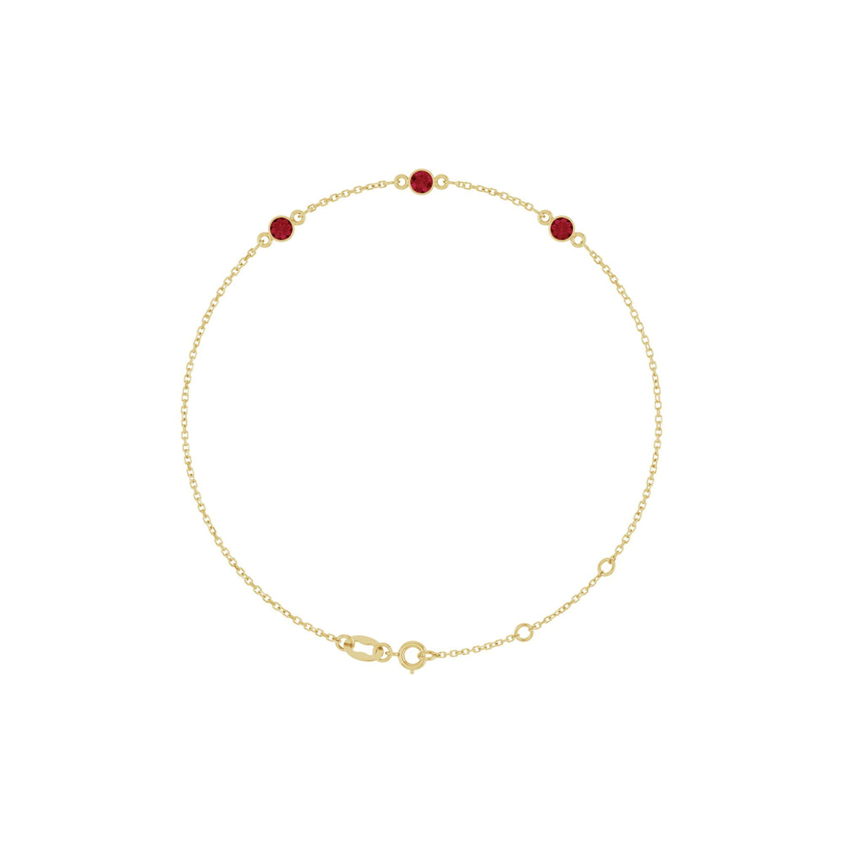 Natural Ruby Bezel-Set 3-Stone 6 1/2-7 1/2" Bracelet