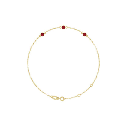 Natural Ruby Bezel-Set 3-Stone 6 1/2-7 1/2" Bracelet