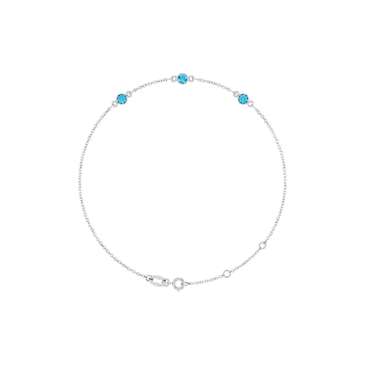 Natural Aquamarine Bezel-Set 3-Stone 6 1/2-7 1/2" Bracelet