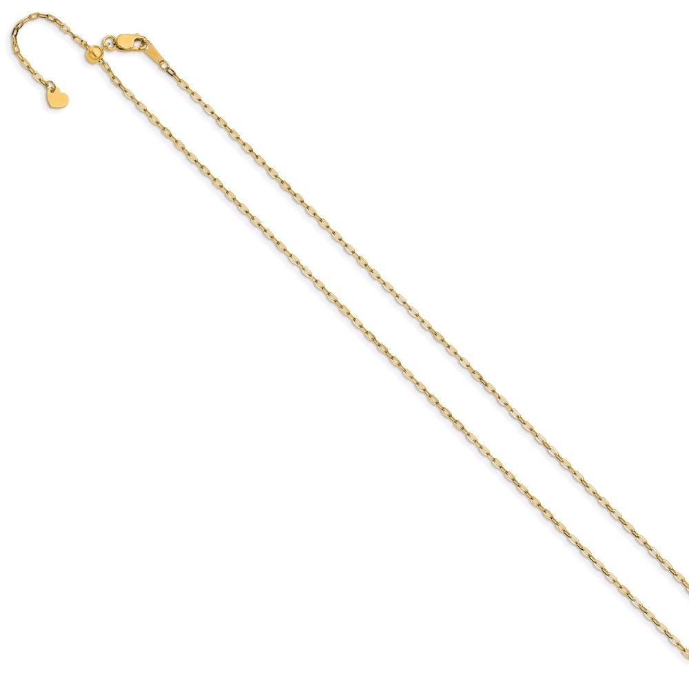 Adjustable 1.3mm Flat Cable Chain 22" - Yellow Gold