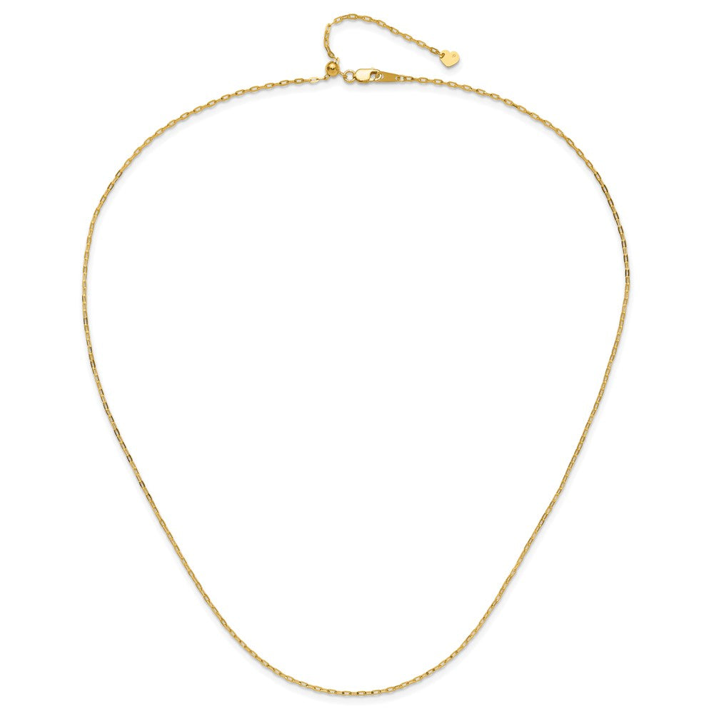 Adjustable 1.3mm Flat Cable Chain 22" - Yellow Gold