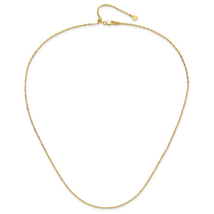 Adjustable 1.3mm Flat Cable Chain 22" - Yellow Gold