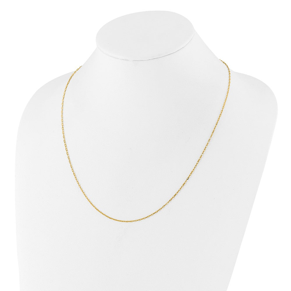 Adjustable 1.3mm Flat Cable Chain 22" - Yellow Gold