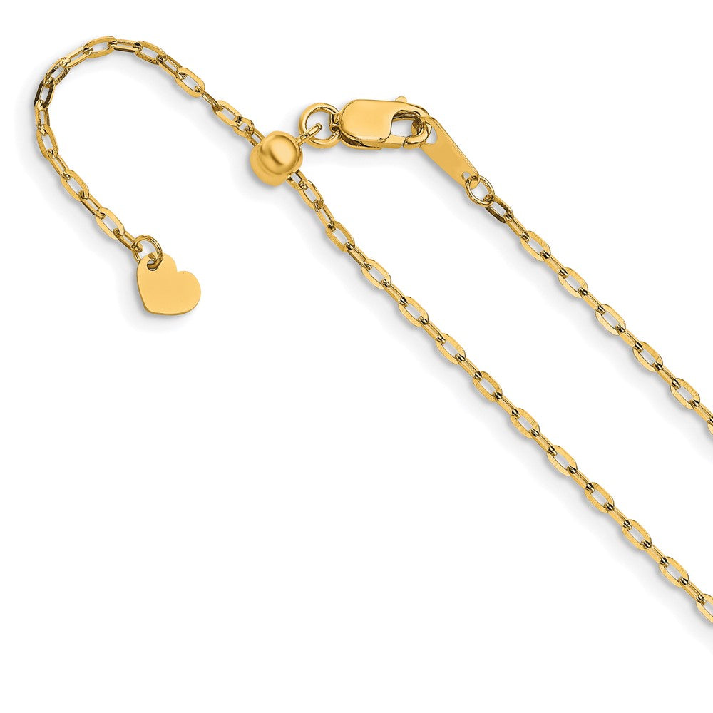 Adjustable 1.3mm Flat Cable Chain 22" - Yellow Gold