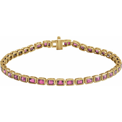 Natural Pink Tourmaline Line 7" Bracelet