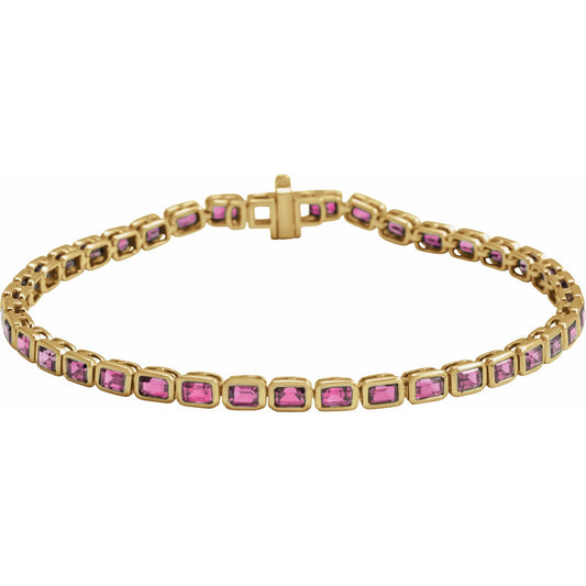 Natural Pink Tourmaline Line 7" Bracelet