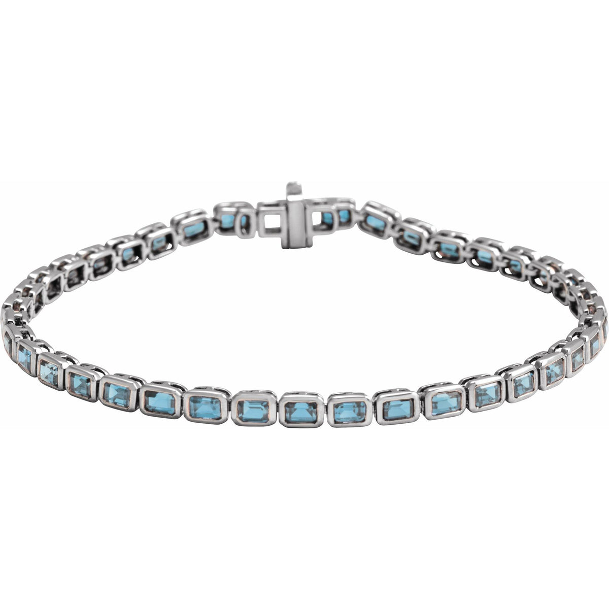 Natural Sky Blue Topaz Line 7" Bracelet