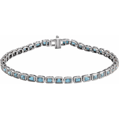 Natural Sky Blue Topaz Line 7" Bracelet