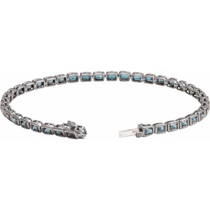 Natural Sky Blue Topaz Line 7" Bracelet