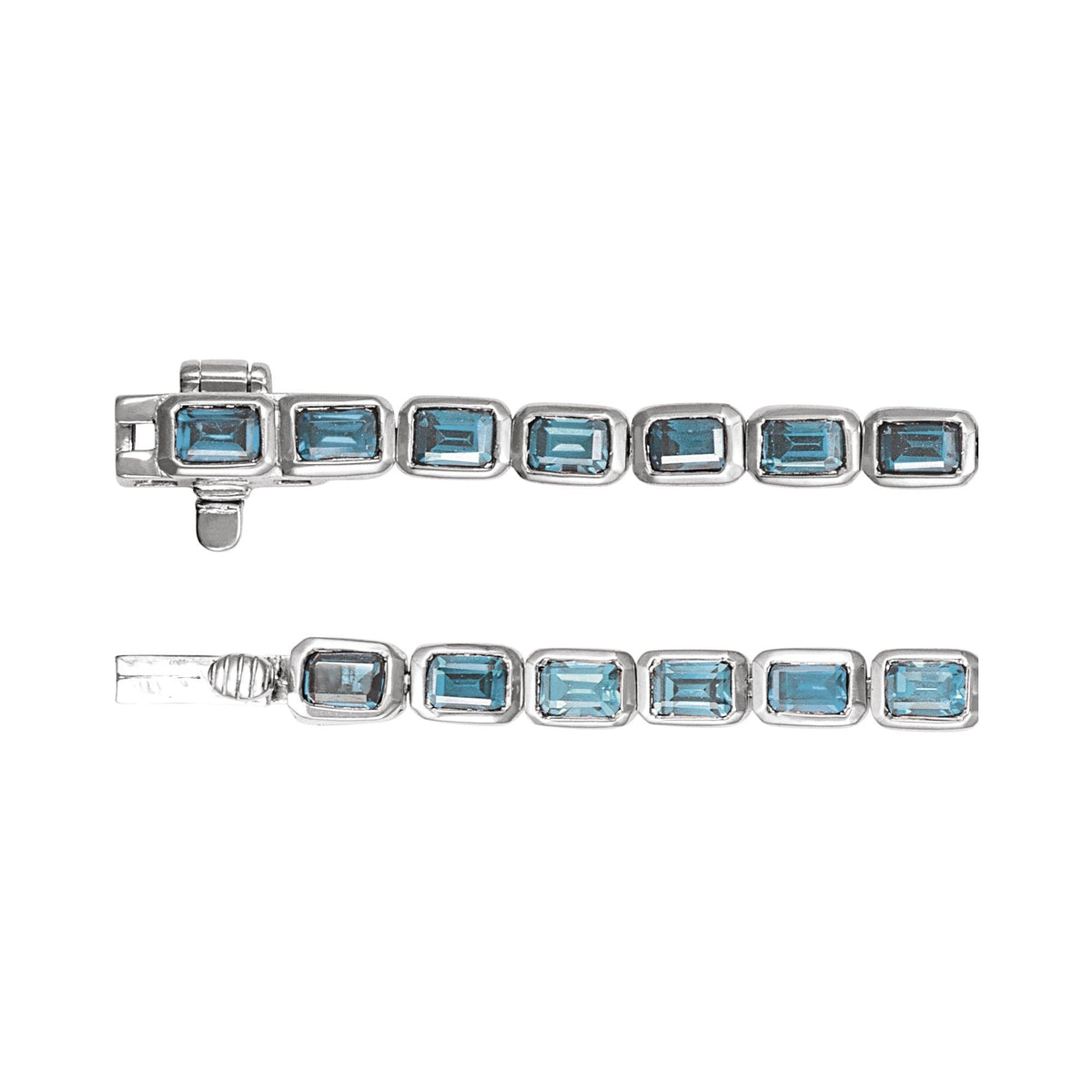 Natural Sky Blue Topaz Line 7" Bracelet