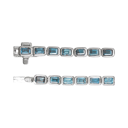 Natural Sky Blue Topaz Line 7" Bracelet