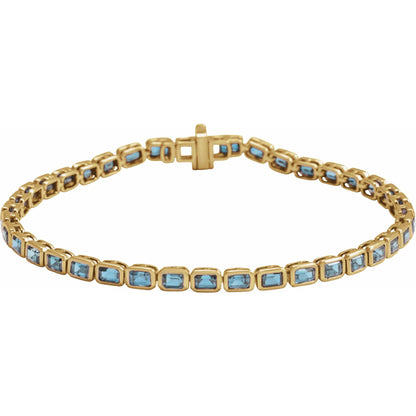 Natural Sky Blue Topaz Line 7" Bracelet