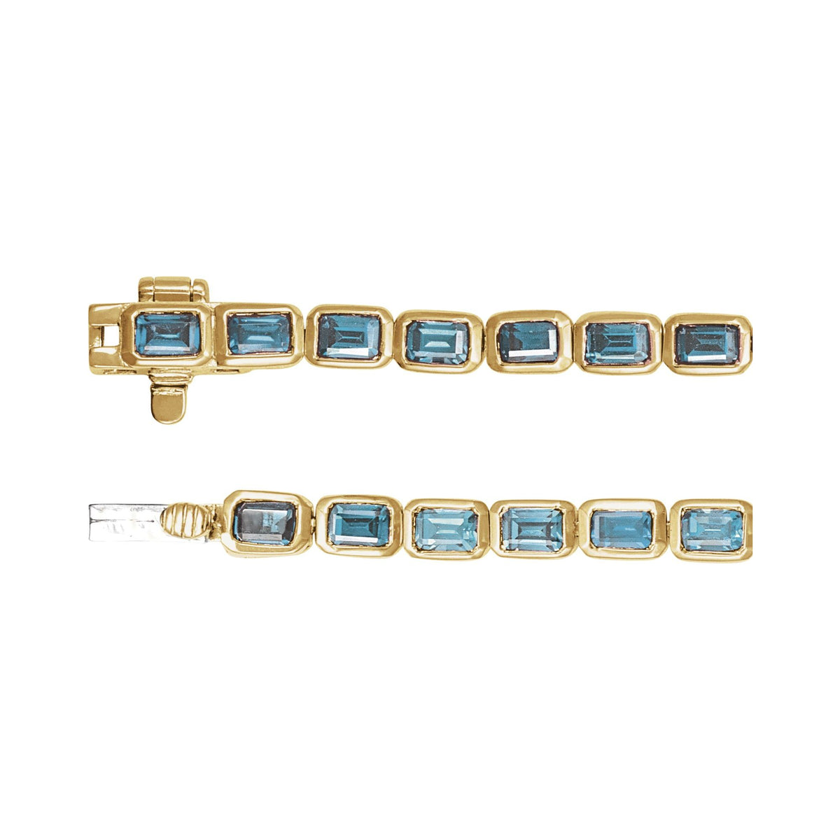 Natural Sky Blue Topaz Line 7" Bracelet
