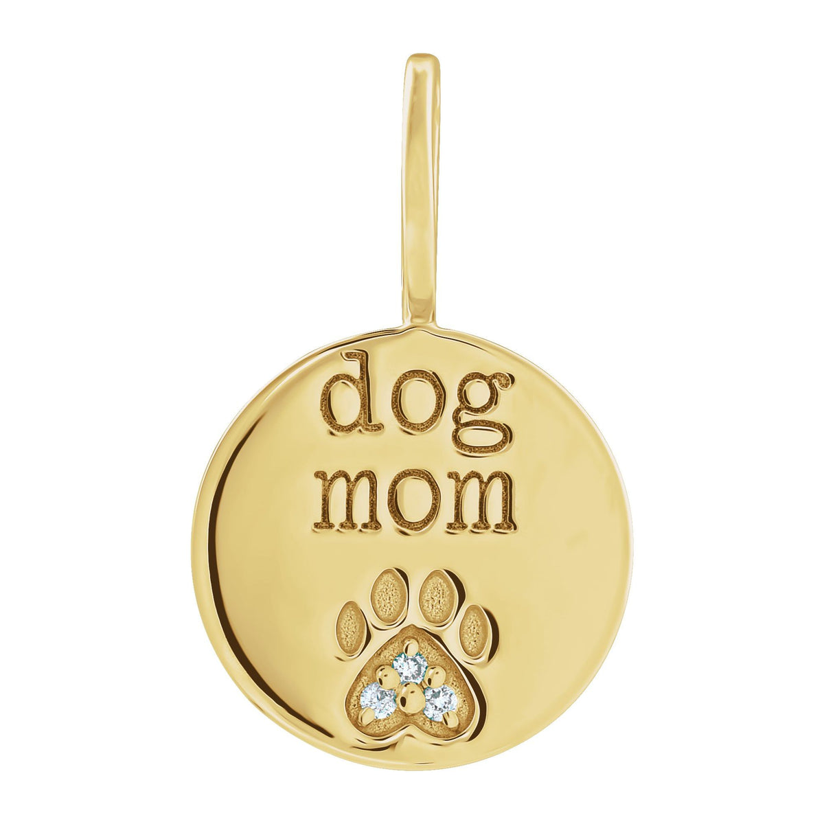 Natural Diamond Engraved Paw Print Charm/Pendant