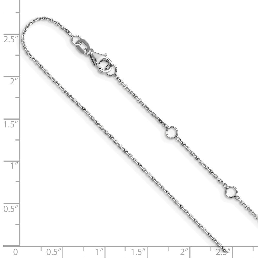 1.1mm D/C Square Cable 1in+1in Adjustable Chain - White Gold