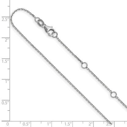 1.1mm D/C Square Cable 1in+1in Adjustable Chain - White Gold