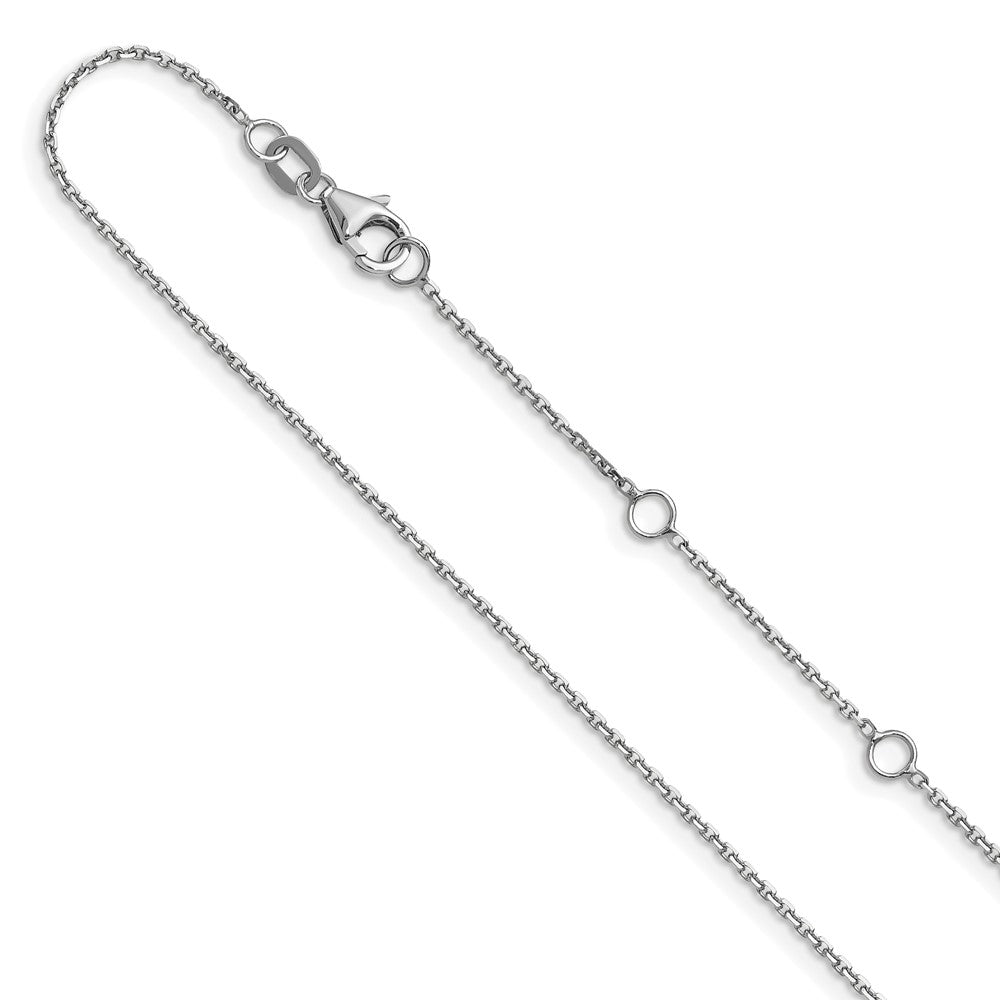 1.1mm D/C Square Cable 1in+1in Adjustable Chain - White Gold