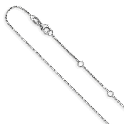 1.1mm D/C Square Cable 1in+1in Adjustable Chain - White Gold