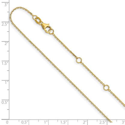 1.1mm D/C Square Cable 1in+1in Adjustable Chain - Yellow Gold