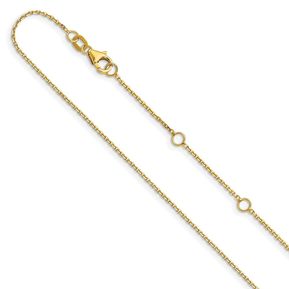 1.1mm D/C Square Cable 1in+1in Adjustable Chain - Yellow Gold