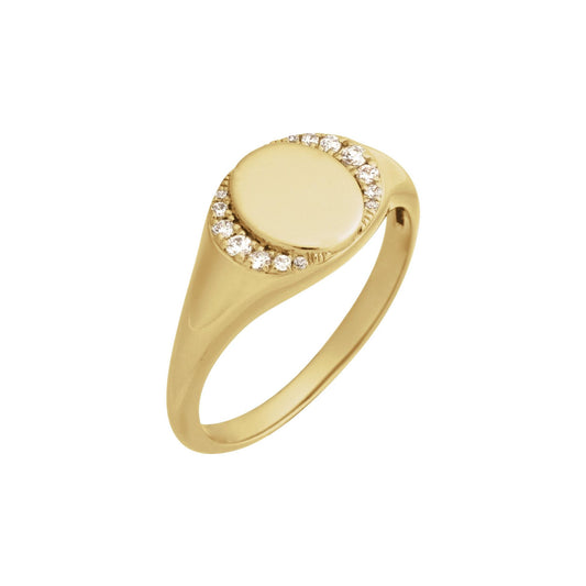 Engravable 1/10 CTW Natural Diamond Signet Ring