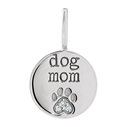 Natural Diamond Engraved Paw Print Charm/Pendant