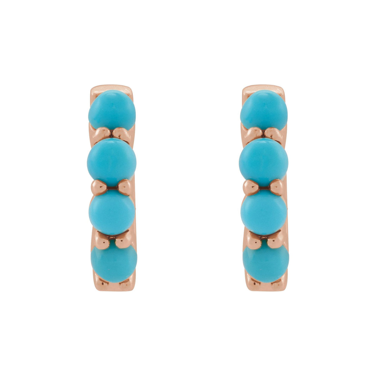 Natural Turquoise Cabochon Hinged 14.7 mm Hoop Earrings