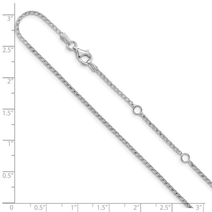 1.4mm D/C Open Franco 1in+1in Adjustable Chain - White Gold