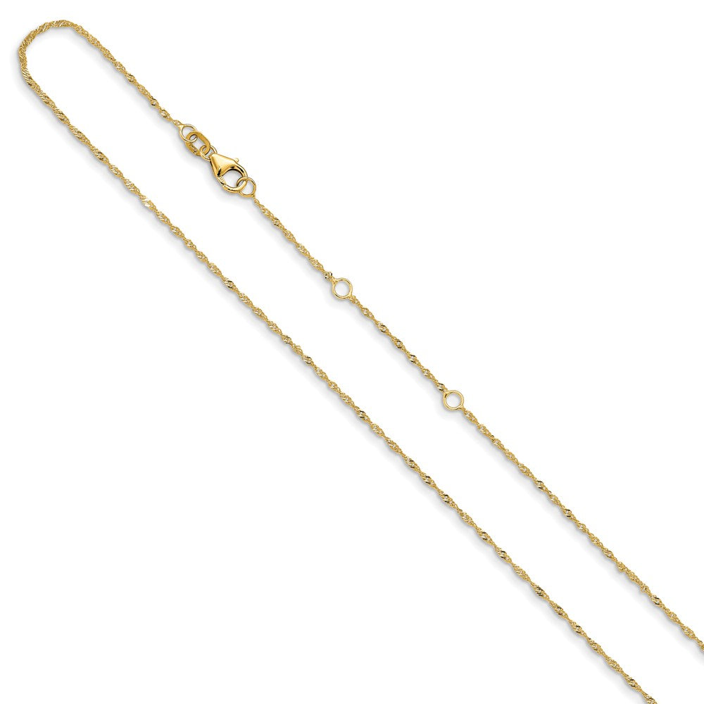 1.0mm Singapore 1in+1in Adjustable Chain - Yellow Gold