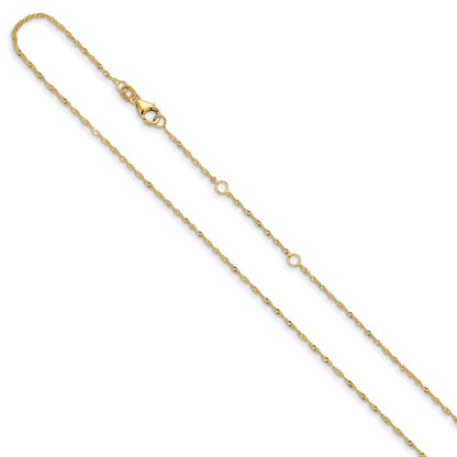 1.0mm Singapore 1in+1in Adjustable Chain - Yellow Gold