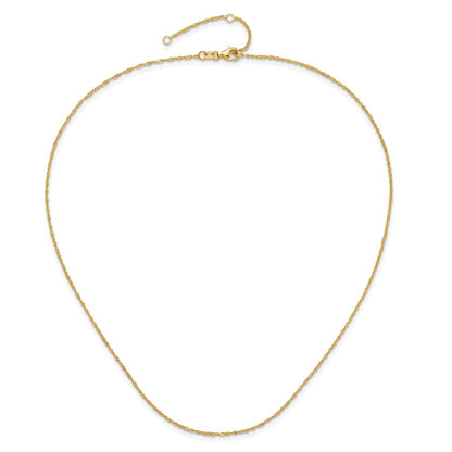 1.0mm Singapore 1in+1in Adjustable Chain - Yellow Gold