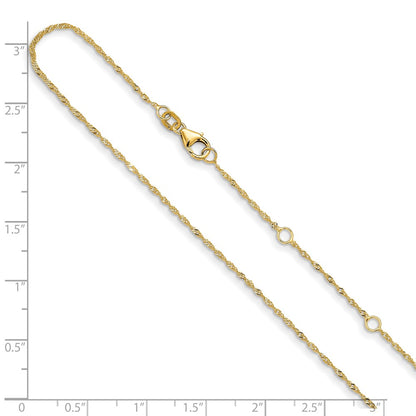 1.0mm Singapore 1in+1in Adjustable Chain - Yellow Gold
