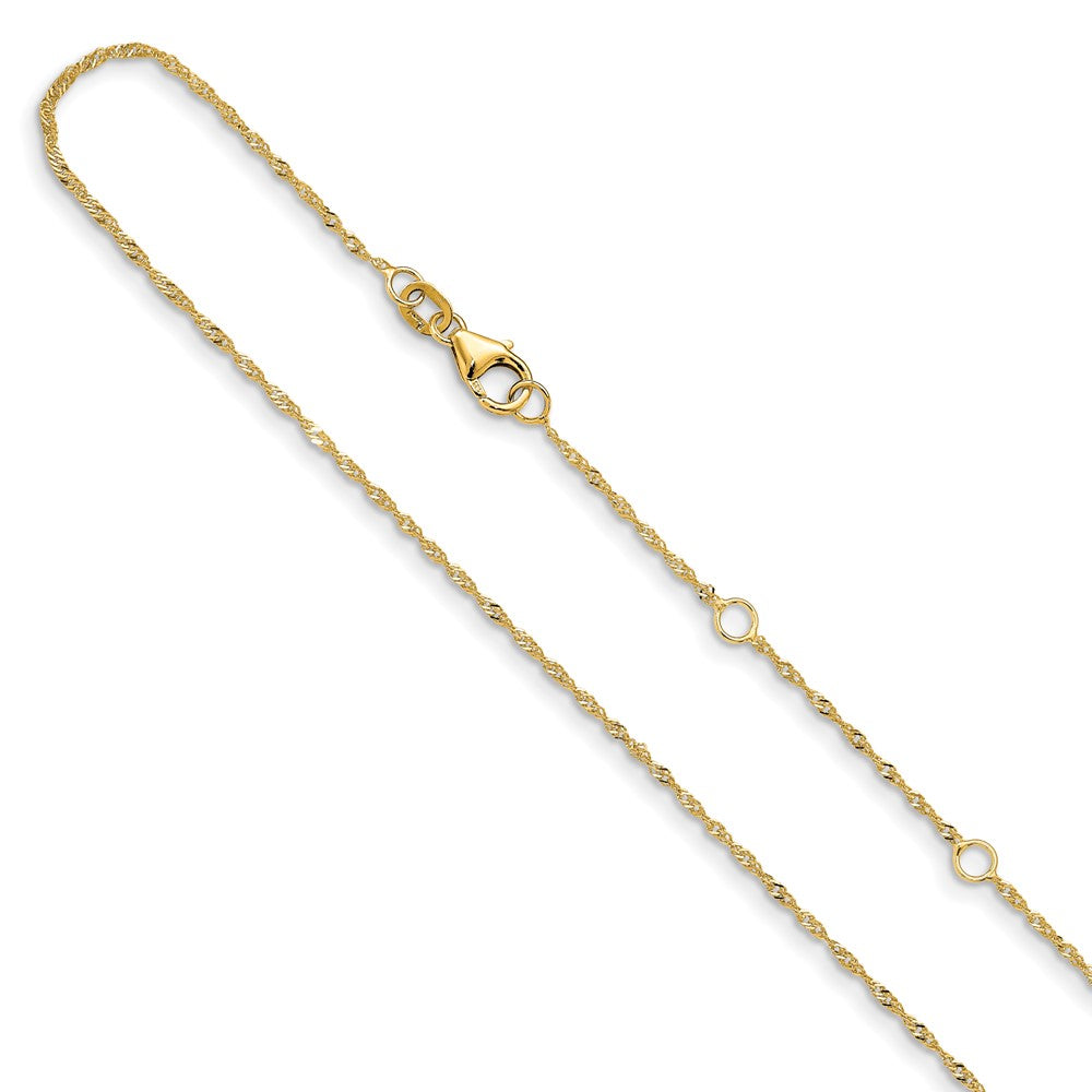 1.0mm Singapore 1in+1in Adjustable Chain - Yellow Gold