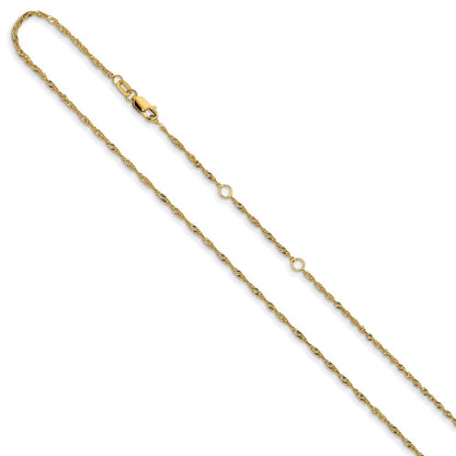 1.3mm Singapore 1in+1in Adjustable Chain - Yellow Gold