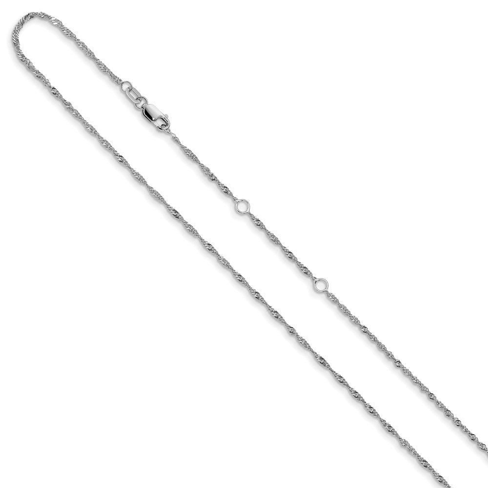 1.3mm Singapore 1in+1in Adjustable Chain - White Gold