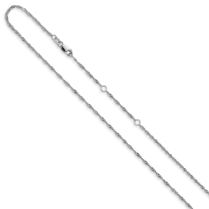 1.3mm Singapore 1in+1in Adjustable Chain - White Gold