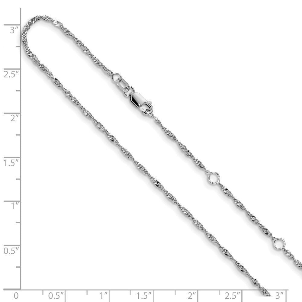 1.3mm Singapore 1in+1in Adjustable Chain - White Gold