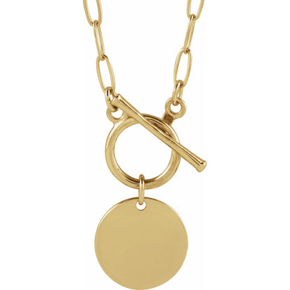 Engravable Round Toggle 18" Necklace
