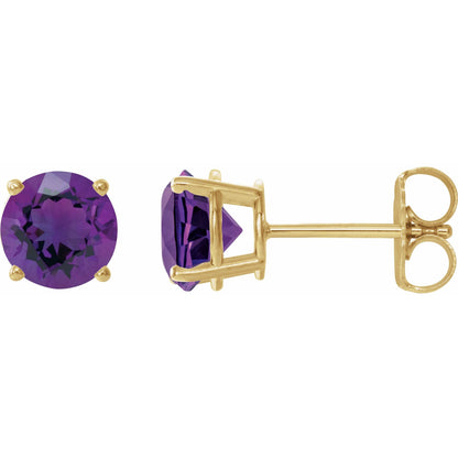 7 mm Natural Amethyst Earrings
